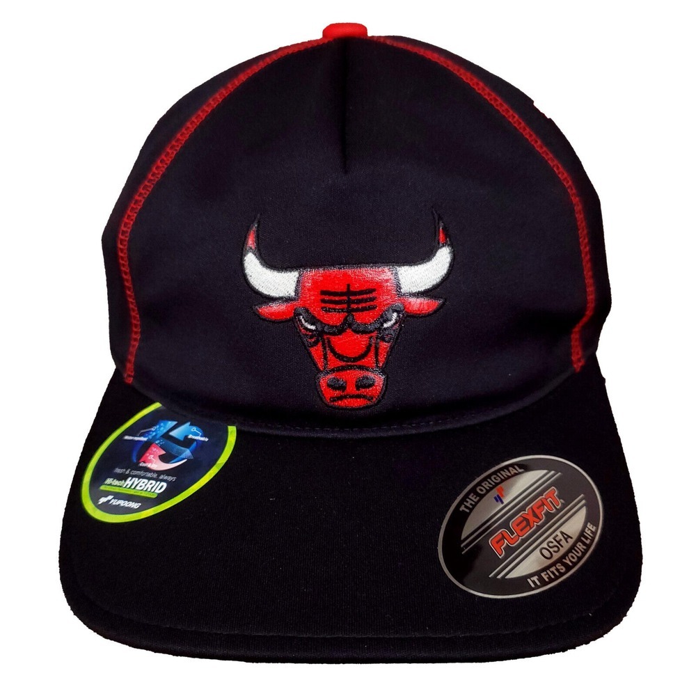 Chicago Bulls Mitchell & Ness NBA Hat Cap Large Flexfit Black Red Stitch NWT